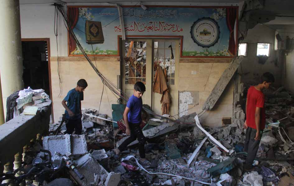 The Al-Tabaeen School, where at least 100 people were killed in an Israeli army attack.