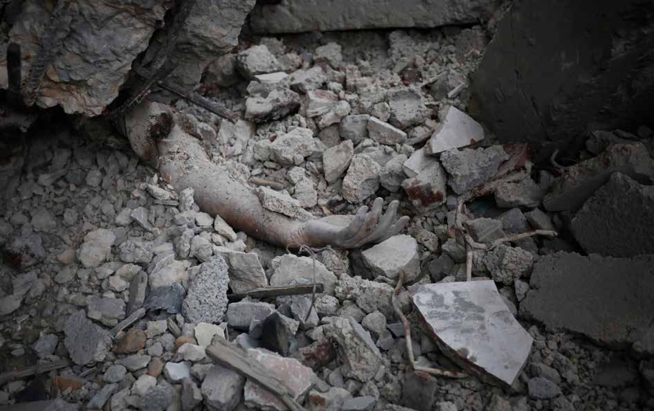 In an Israeli military strike on the Nuseirat Refugee Camp in central Gaza, the Abulnamir family home was targeted by bombs. Civil defense teams and local Palestinian residents conducted search and rescue operations in the rubble of the destroyed house. During the effort, the lifeless body of a Palestinian was recovered.