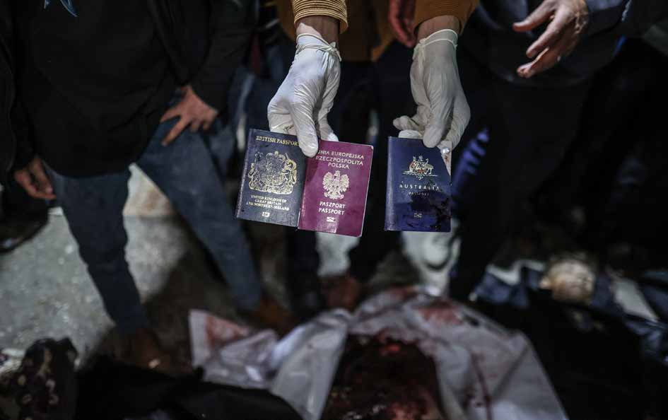 Passports of WCK employees who lost their lives in the two vehicles attacked by the Israeli army.