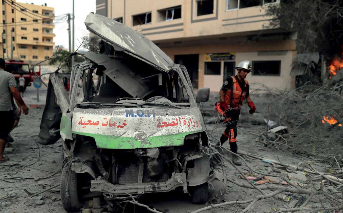 A Gaza Health Ministry vehicle has been rendered inoperable in an Israel army airstrike.