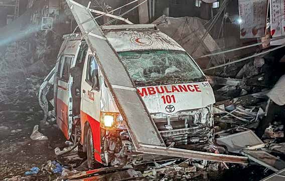 The Palestinian Red Crescent announced that an ambulance was targeted by the Israel army in the Gaza Strip and rendered inoperable.