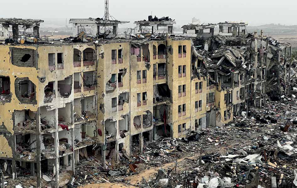 The Burj al-Nada and Burj al-Awda buildings, destroyed in Israeli army attacks in Gaza’s Beit Hanoun area on the fourth day of the humanitarian break between Israel and Hamas.