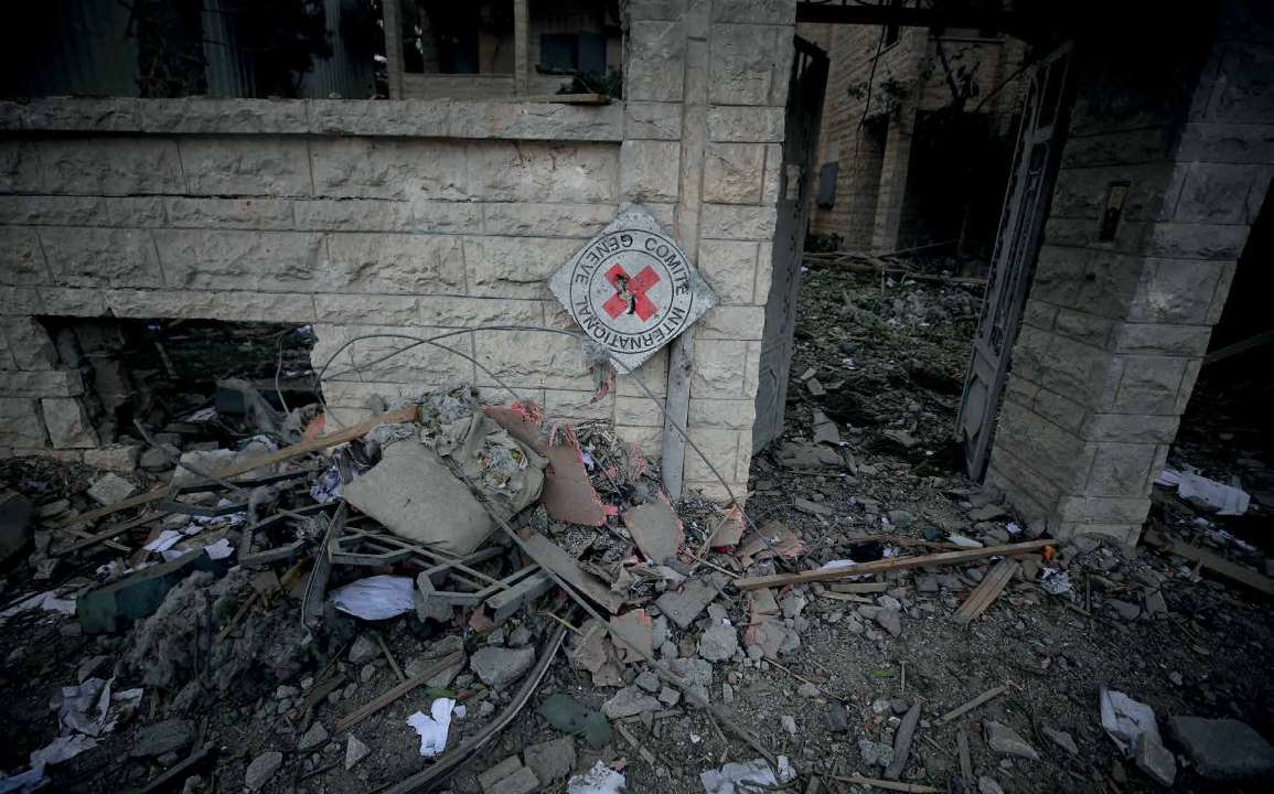 The Red Cross building was also destroyed in Israeli army airstrikes.